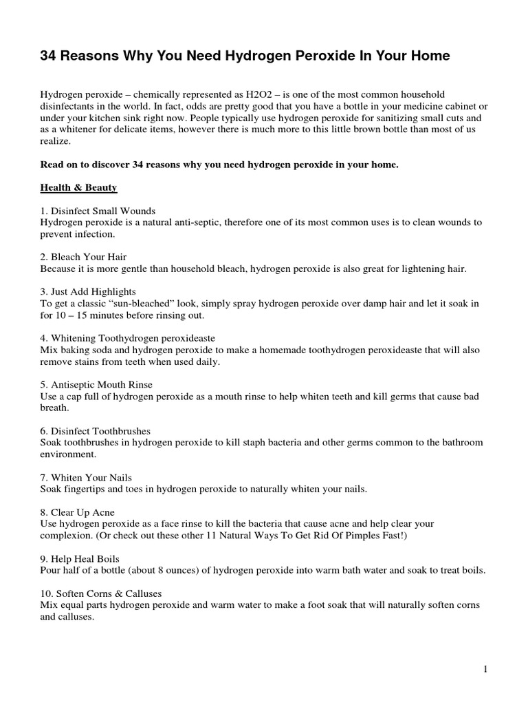 32 Reasons Why You Need H2O2 PDF Hydrogen Peroxide Bleach