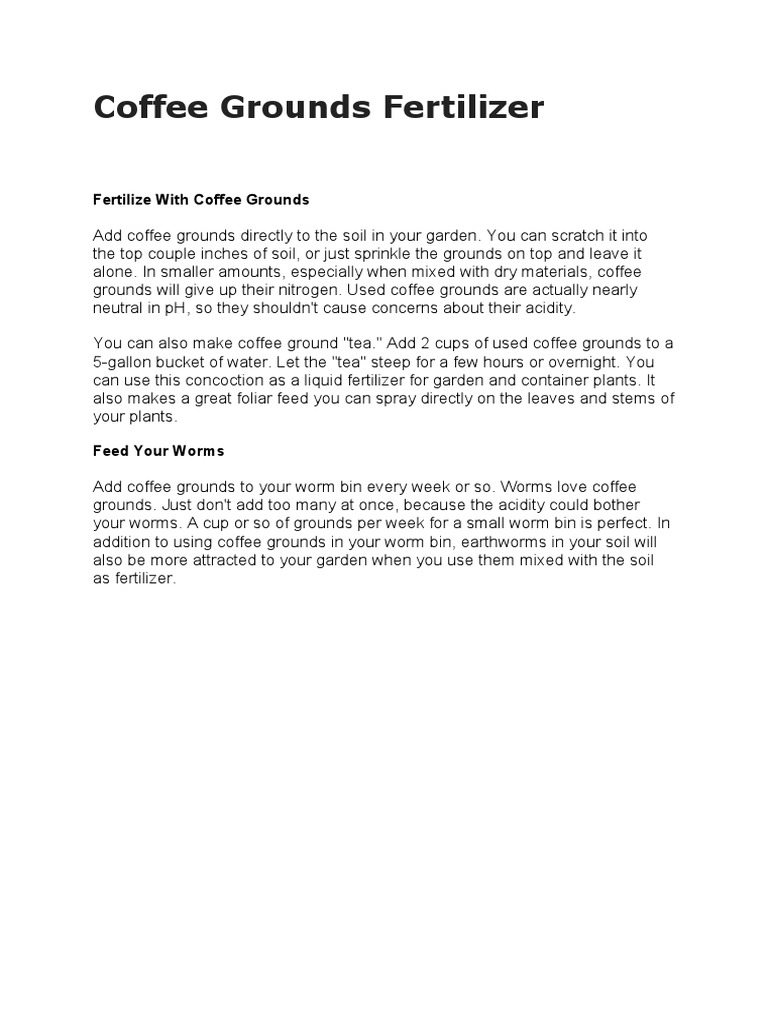 Coffee Grounds Fertilizer PDF Fertilizer Compost
