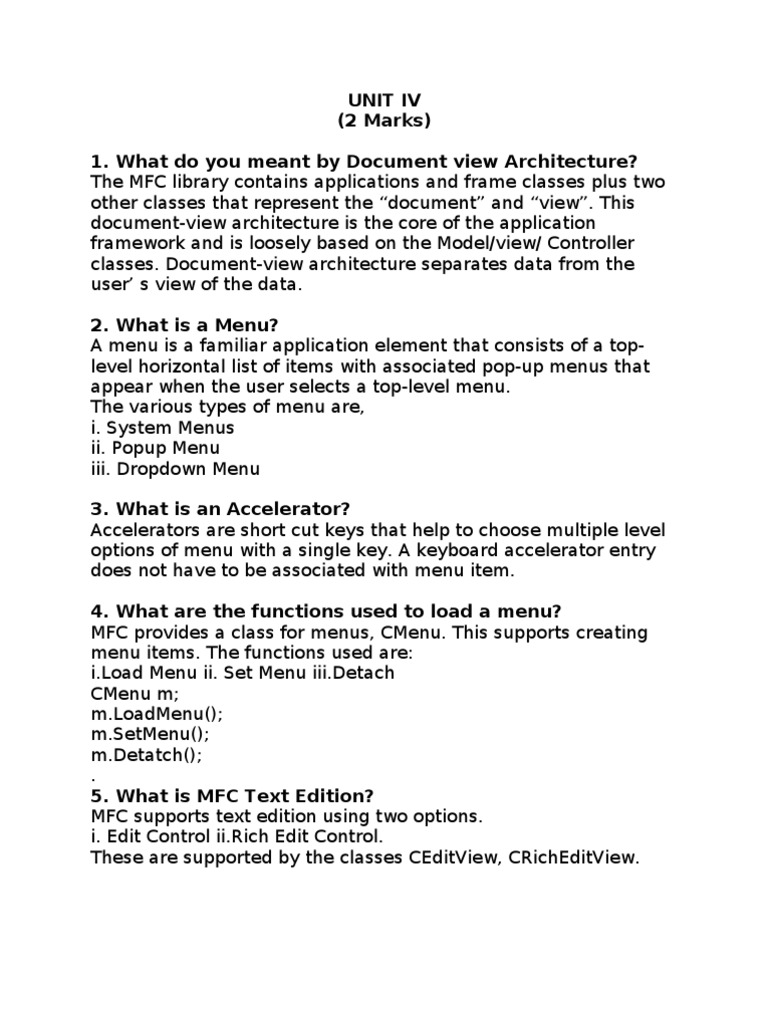MFC Document-View Architecture Guide | PDF | Menu (Computing) | Window ...