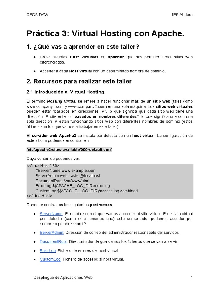 Configuración de Virtual Hosts en Apache | PDF | Red mundial | Internet ...