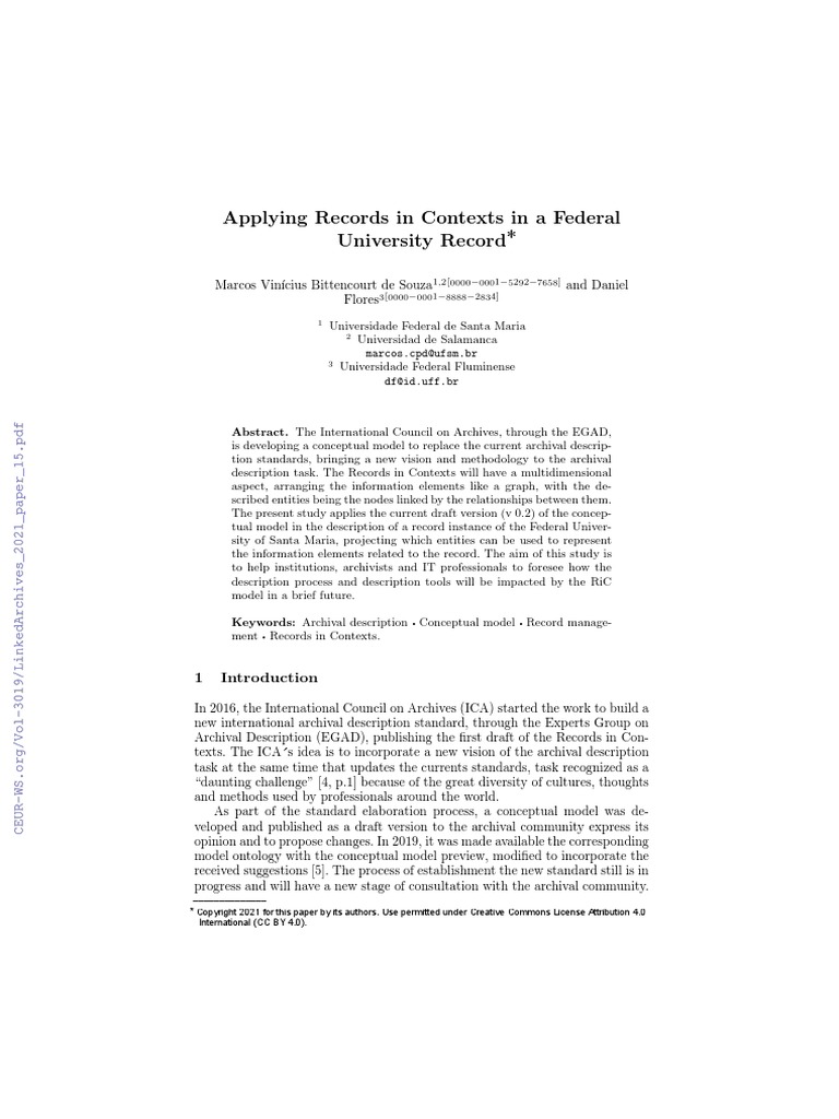 Applying Records in Contexts in A Federal University Record PDF