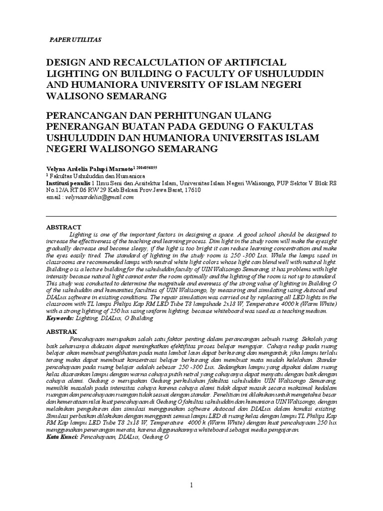 Velyna Ardelia Palupi M Paper Utilitas PDF Compact Fluorescent Lamp