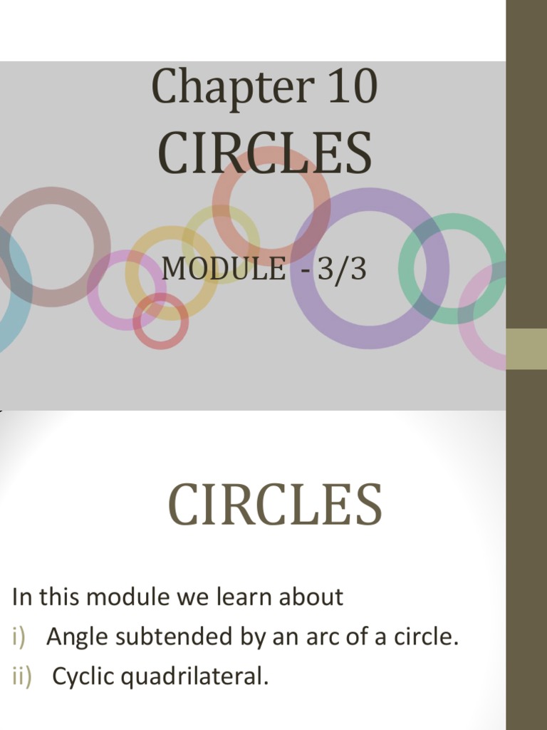 Circles and Cyclic Quadrilaterals | PDF | Circle | Geometry