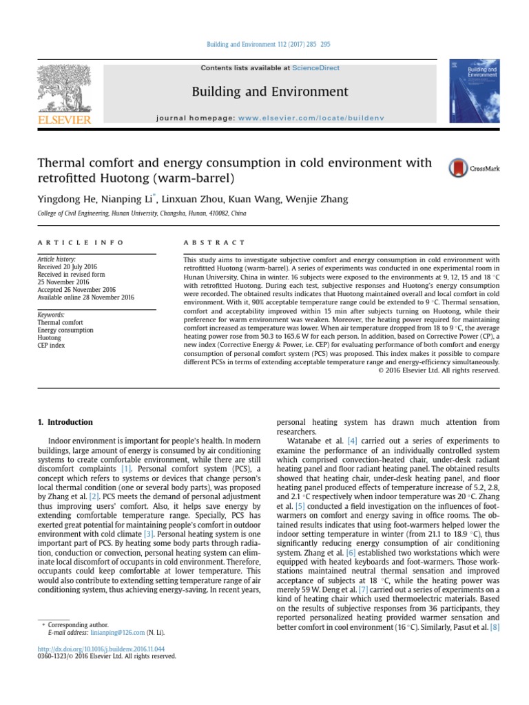 Thermal Comfort and Energy Consumption in Cold Environment With ...