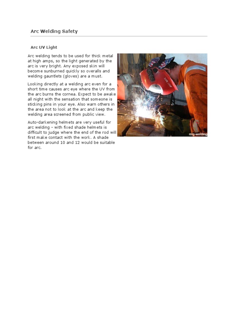 Arc Welding Safety PDF Welding Construction