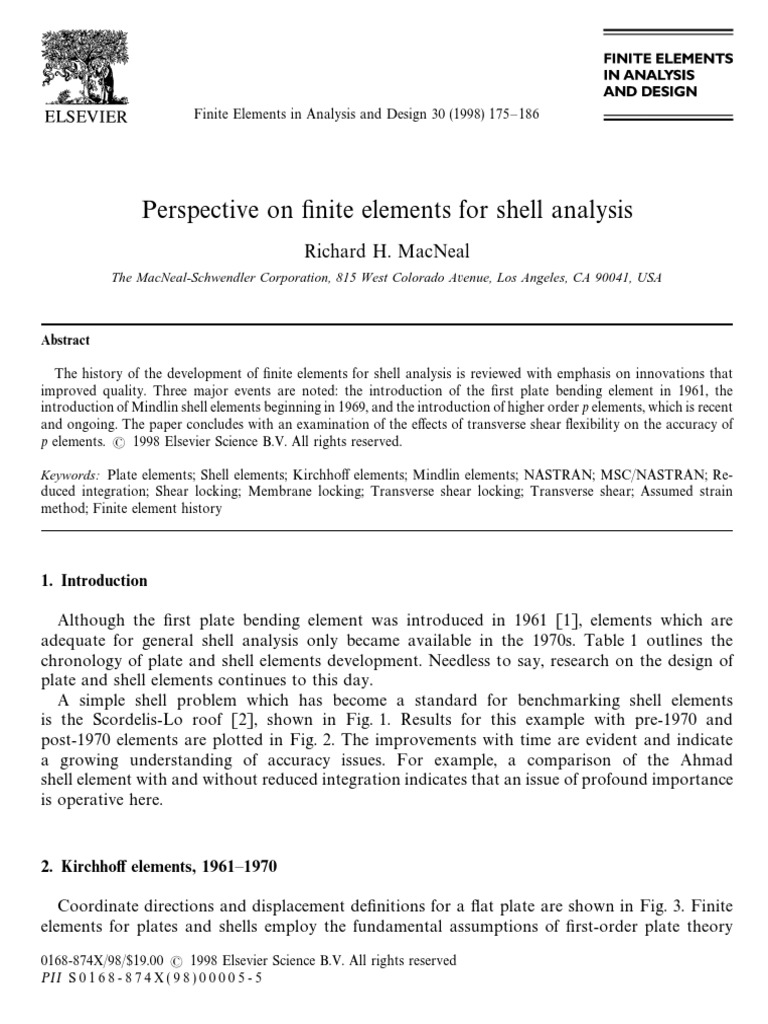 MACNEAL - Perspective On Finite Elements For Shell Analysis | PDF ...