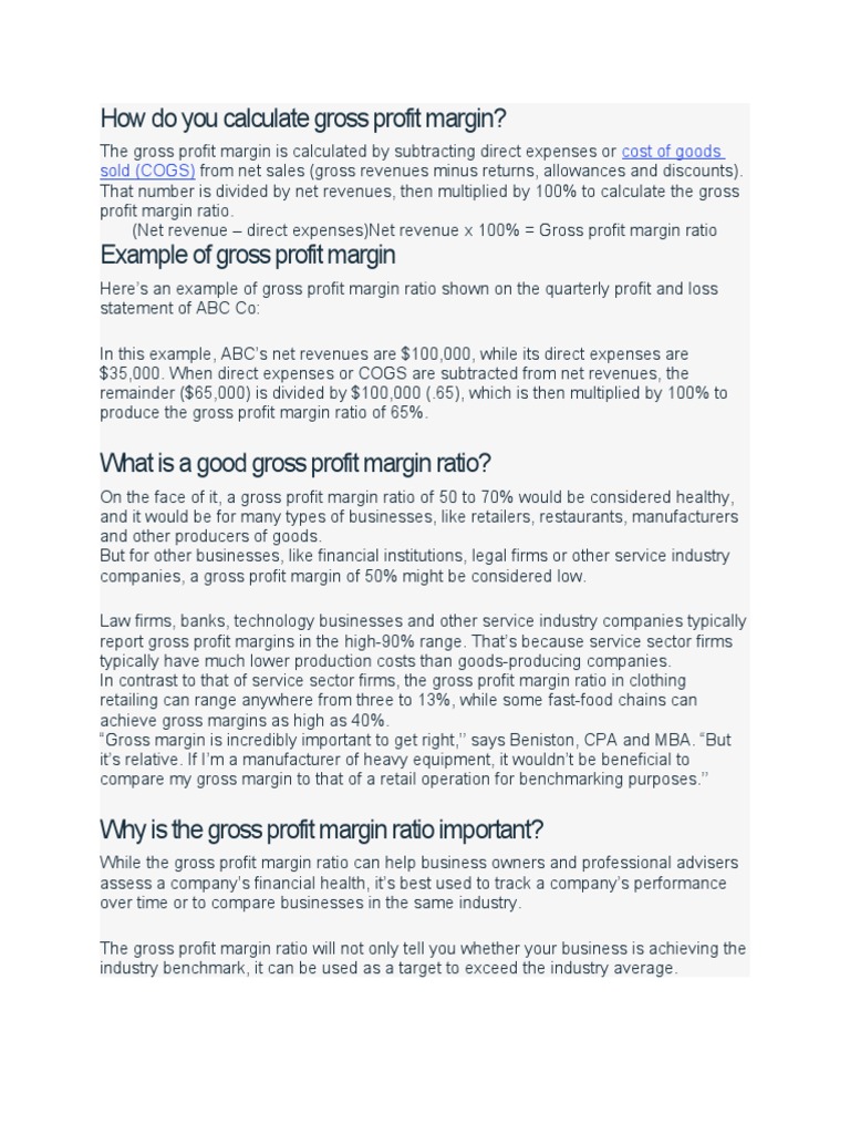 Understanding Gross Profit Margin Calculations | PDF | Gross Margin ...