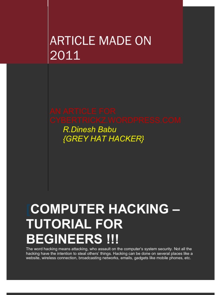 Computer Hacking - Tutorial by Dinesh !!! | PDF | Security Hacker ...