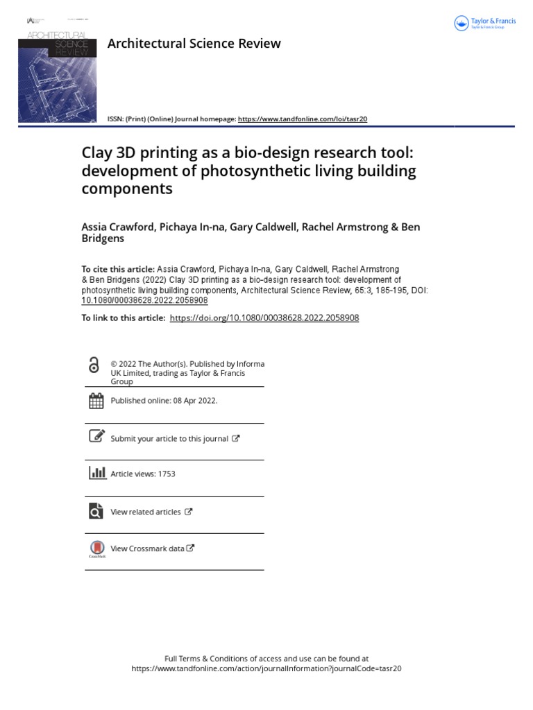 Clay 3D Printing As A Bio Design Research Tool Development of ...