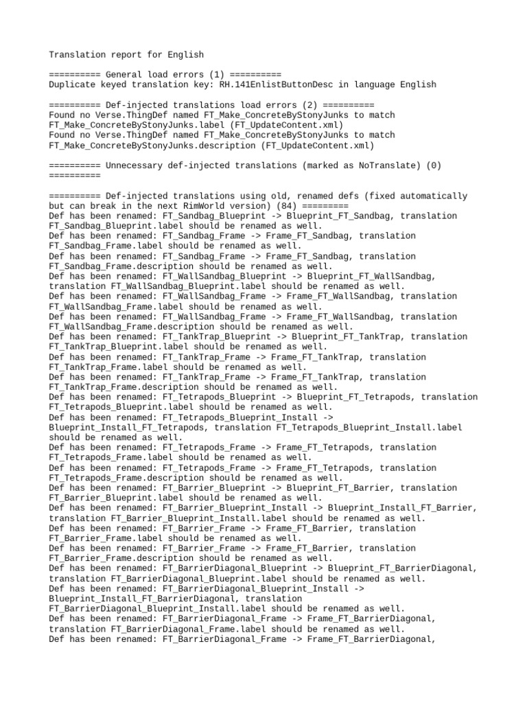 English Translation Load Errors Report | PDF | Computing