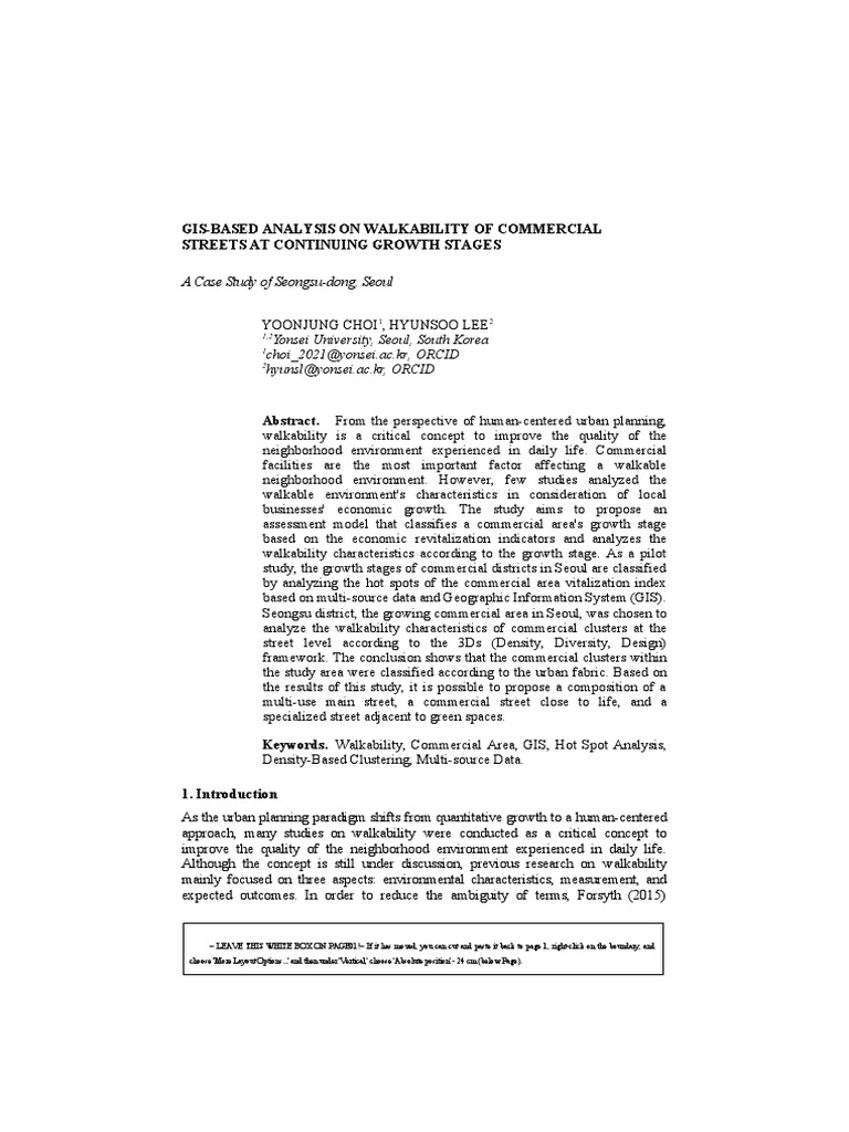 GIS Based Analysis On Walkability of Commercial Streets at Continuing ...