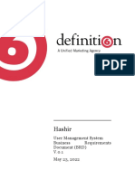 Hashir: User Management System Business Requirements Document (BRD) V.0.1 May 23, 2022