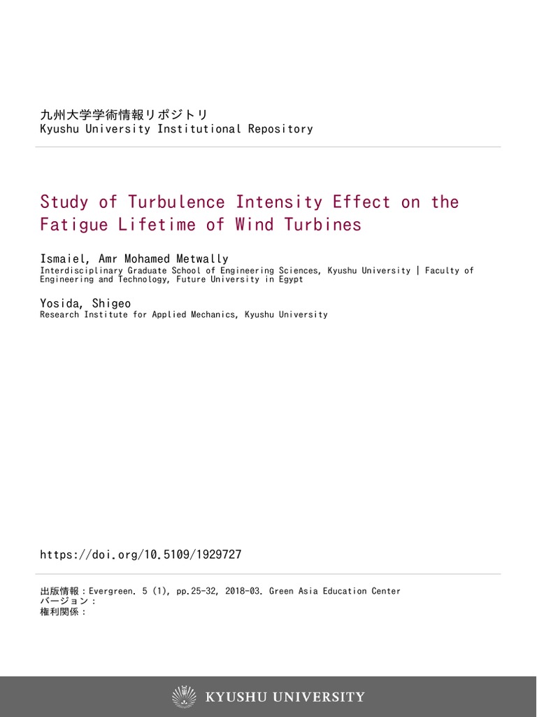 Fatigue Lifetime of Wind Turbines | PDF | Wind Turbine | Turbulence