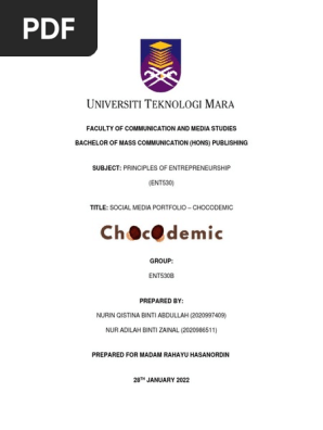 2020997409 2020986511 Ent530b Social Media Portfolio (Chocodemic)