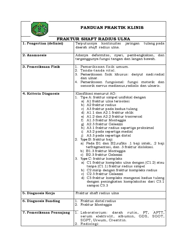 PPK Fraktur Shaft Radius Ulna | PDF