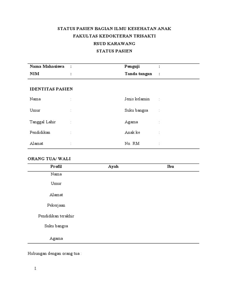 Status Pasien Format | PDF