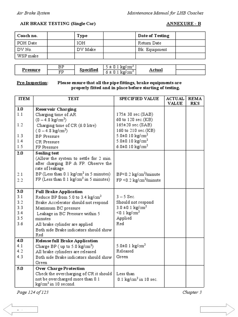 SCTR Performa LHB | PDF | Brake | Valve