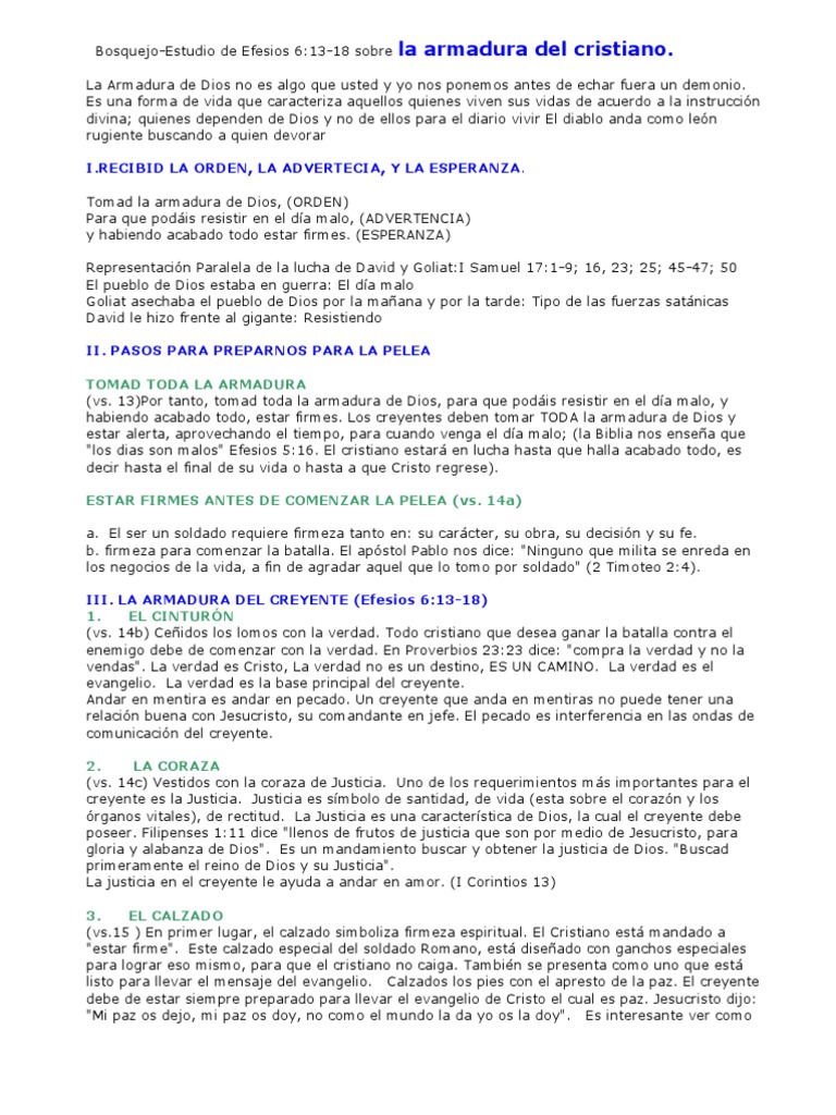 TARDES DE BENDICION: Domingo 30 de octubre. VISTIENDO LA ARMADURA DE LA FE.