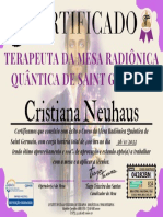 Certificado Da Mesa Radiônica Quântica de Saint Germain
