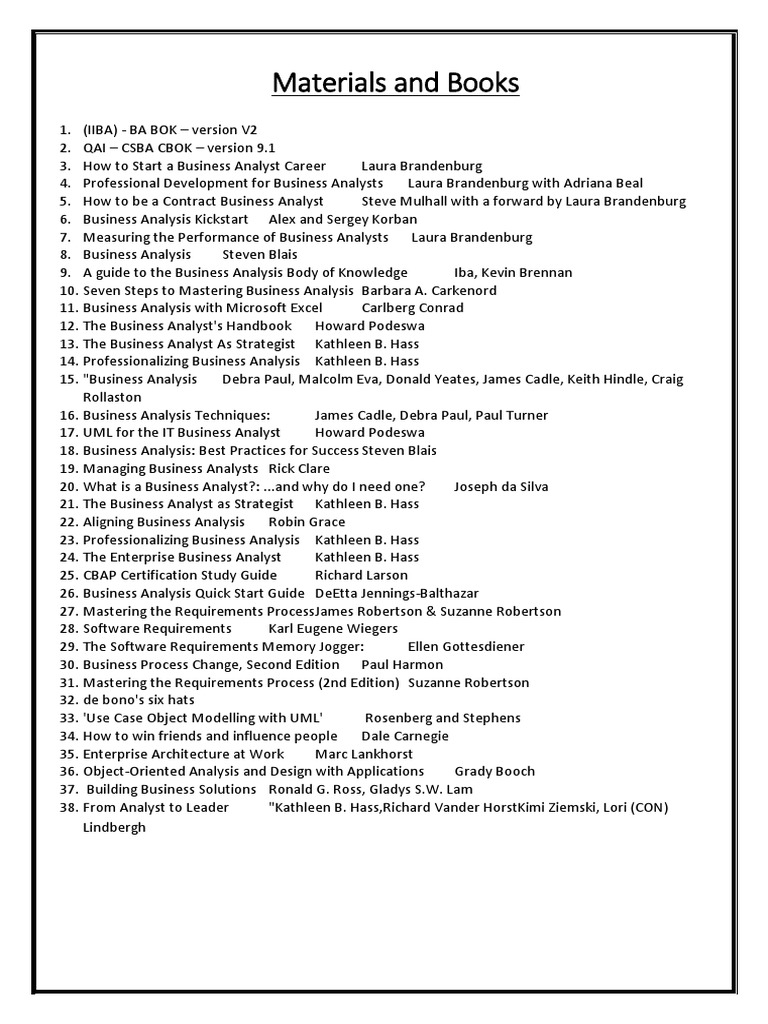 Essential Business Analysis Resources | PDF | Business Analysis ...