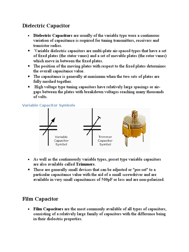 Dielectric Capacitor | PDF | Capacitor | Capacitance