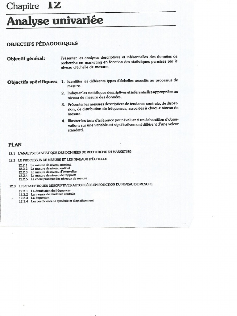 Cours 3 Chapitre 12 Analyse Univariee | PDF