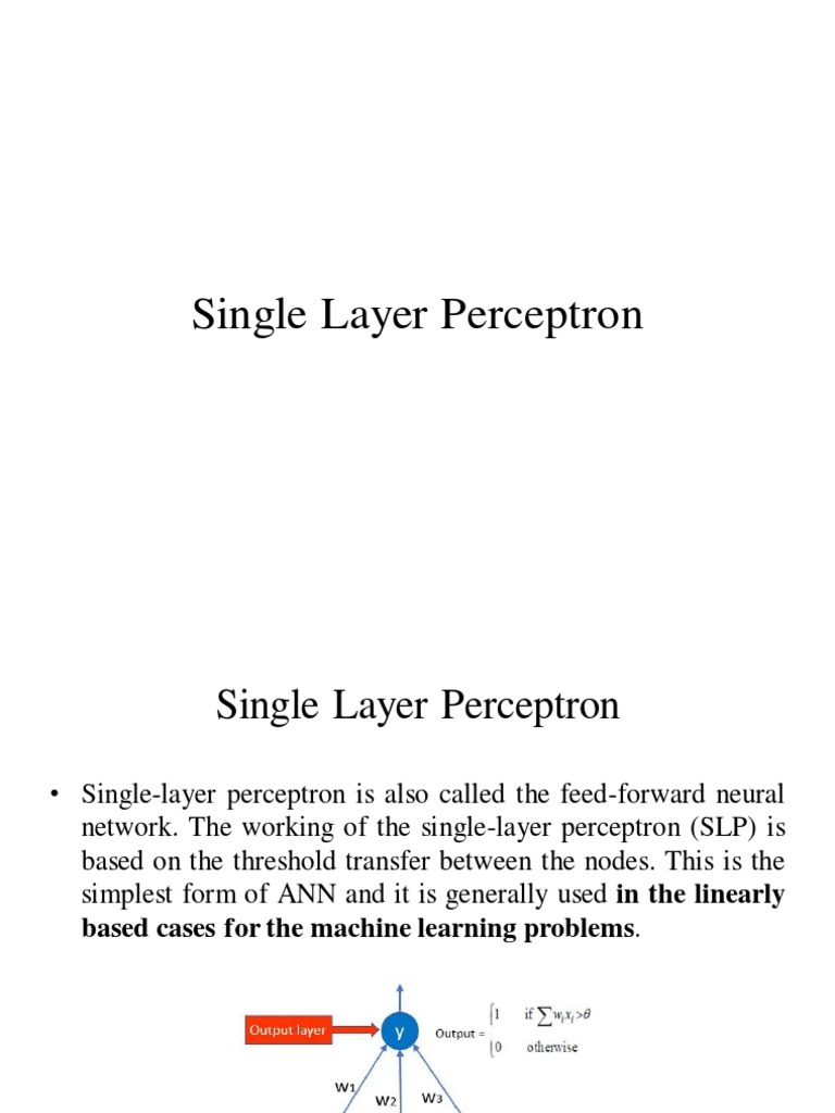 Single Layer Perceptron | PDF | Cybernetics | Statistical Classification