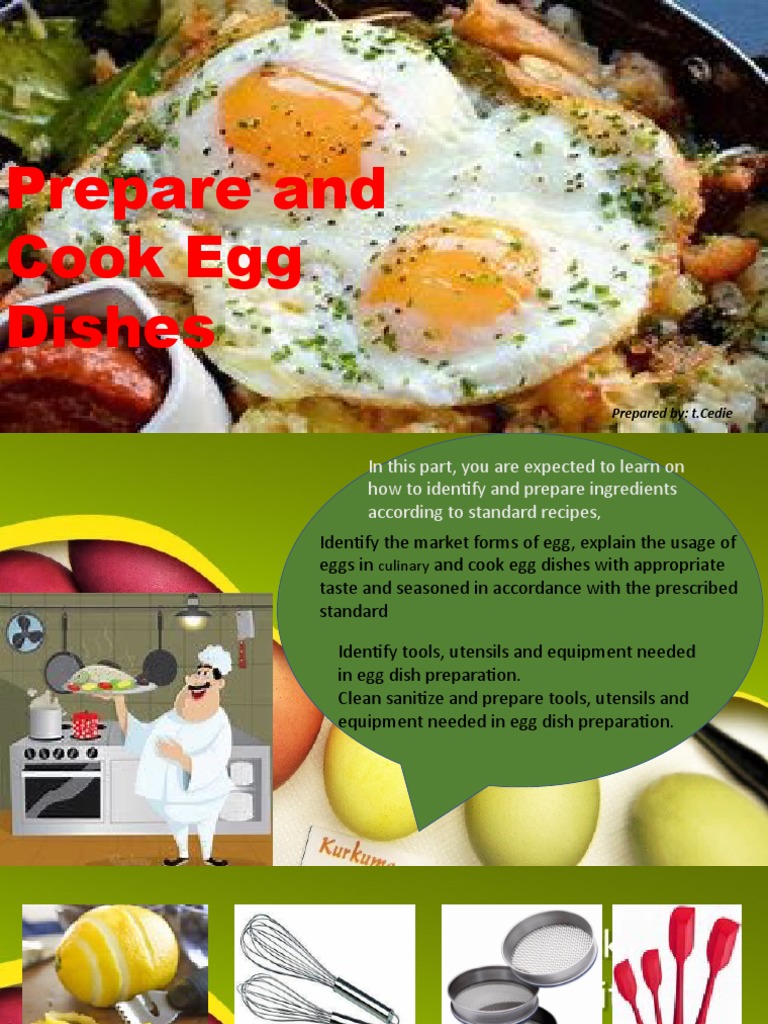 Prepare and Cook Egg Dishes PDF Egg As Food Kitchen Utensil