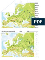 Slepá Mapa Povrch A Vodstvo Európy