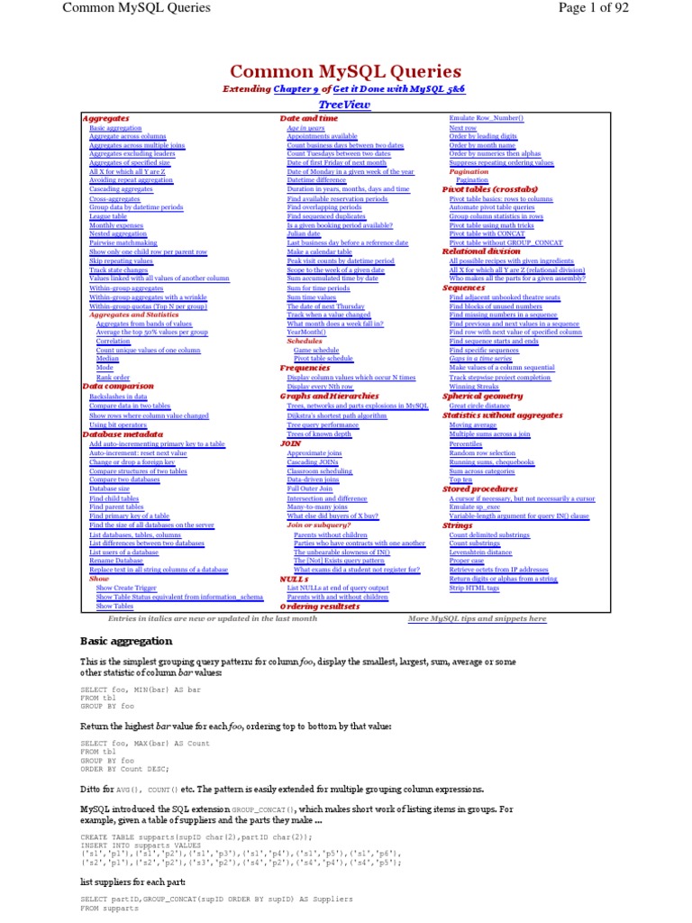 MySQL - Common Queries | PDF | Sql | Integrated Truss Structure