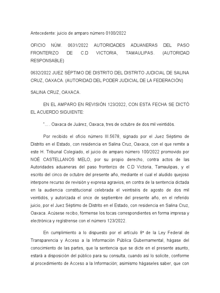 Amparo en Revisión | PDF | Sentencia (ley) | Ley Pública