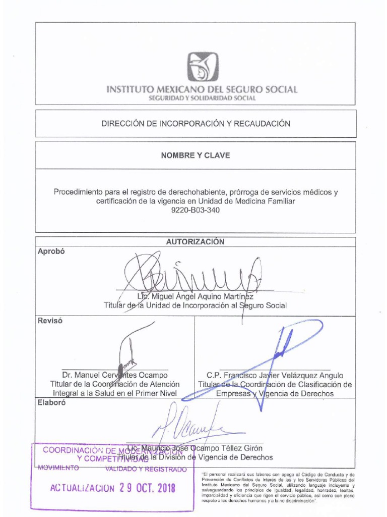 Procedimiento de Registro Del DH Prorroga de Serv. Medicos y