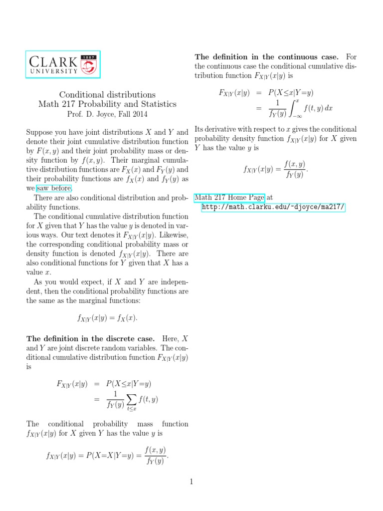 Conditional Distribution Function 5.40 | PDF | Probability Distribution ...