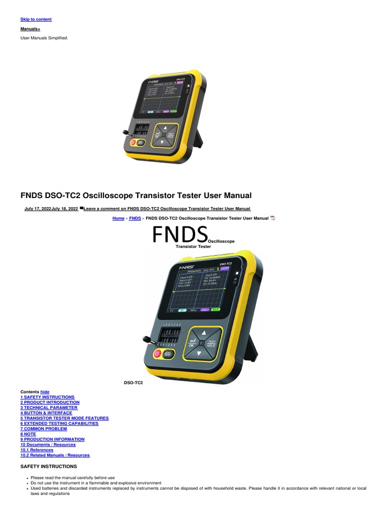 Dso tc2 Oscilloscope Transistor Tester Manual | PDF | Field Effect ...