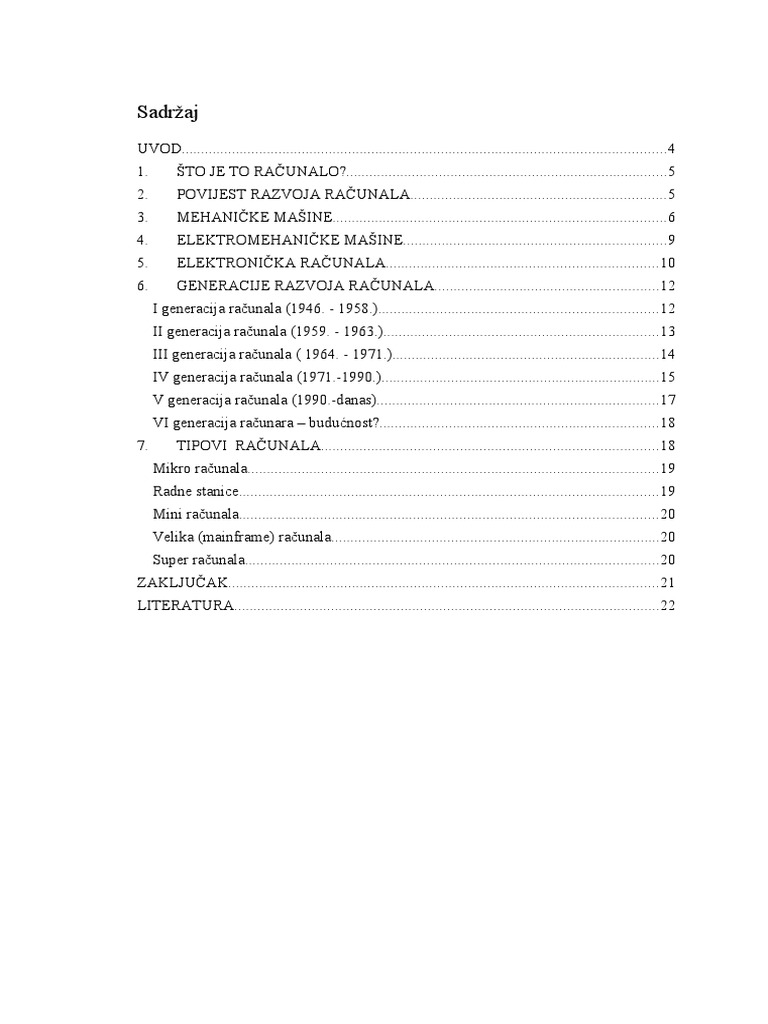 Tipovi I Generacije Računara 1 | PDF