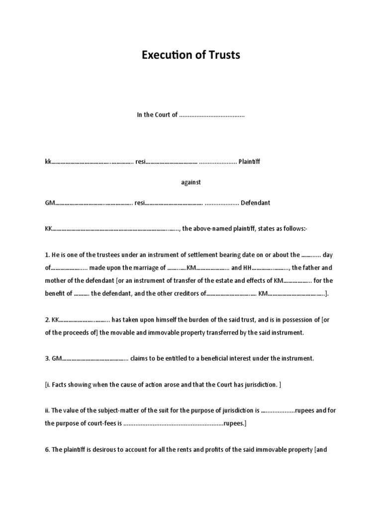 Execution of Trusts PDF Trust Law Lawsuit