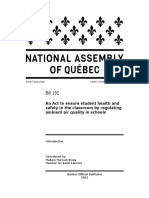 Bill 192: An Act To Ensure Student Health and Safety in The Classroom by Regulating Ambient Air Quality in Schools