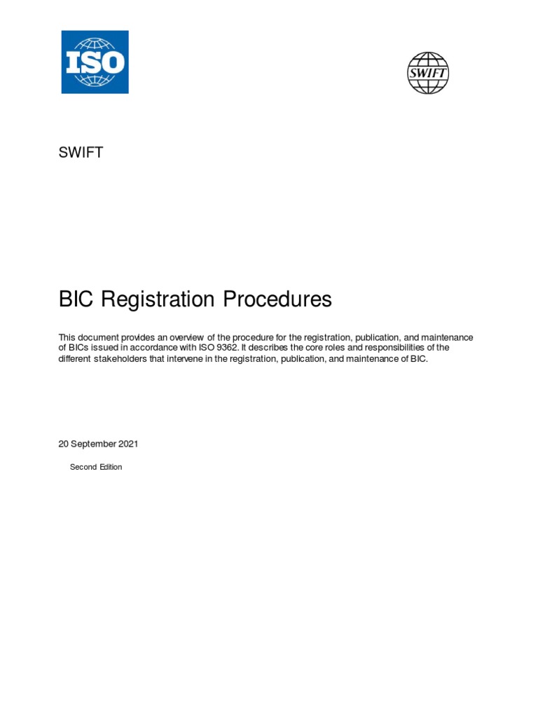 Swift Bic Registration Procedures 2021 | PDF | International ...