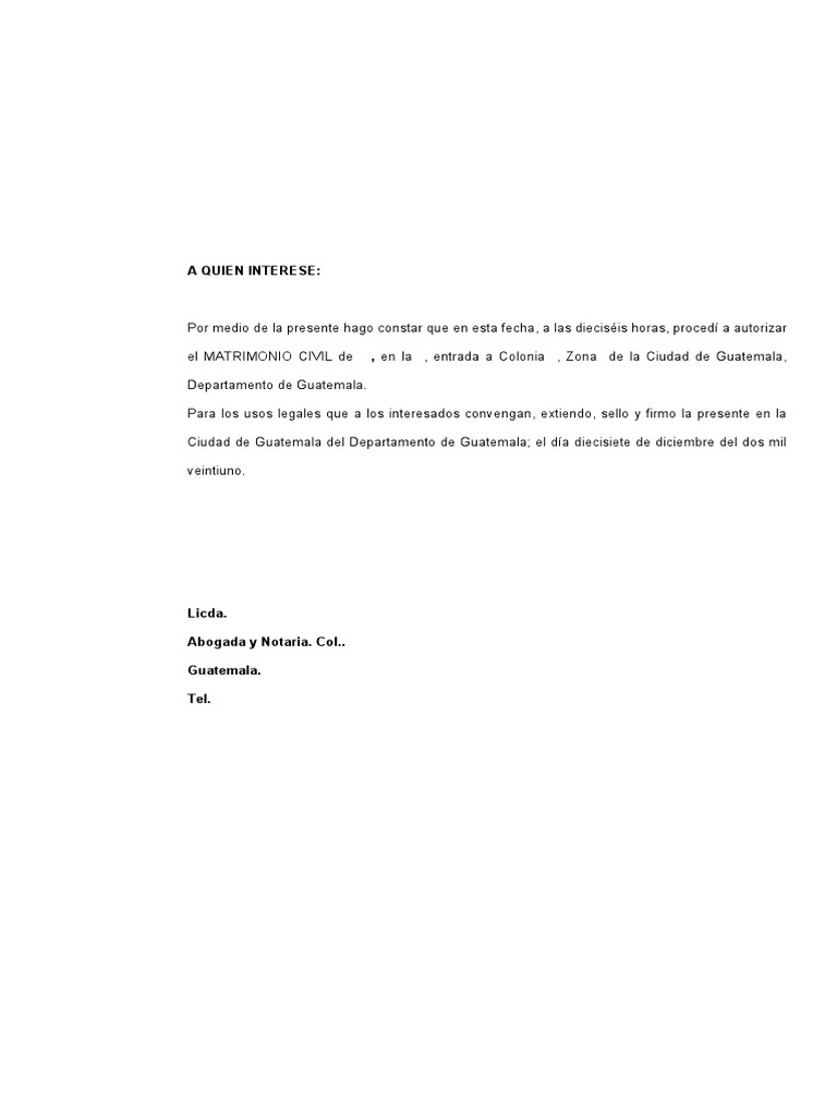 Constancia de Matrimonio PDF