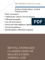 Dental Anomalies, Malocclusion Classification, and Normal & Pathologic Occlusion