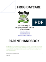 2022 Final Tree Frog Daycare Parent Handbook Revised