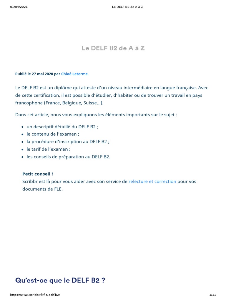 Guide complet sur le DELF B2 | PDF | Linguistiques appliquées ...