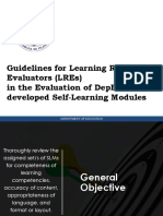 Guidelines For LREs in The Evaluation of DepEd-developed SLMs