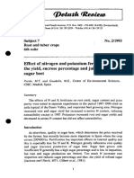 Effect of Nitrogen and Potassium Fertilization On The Yield, Sucrose Percentage and Juice Purity of Sugar Beet