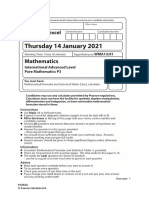 03b Pure Mathematics 3 January 2021 Examination Paper Word