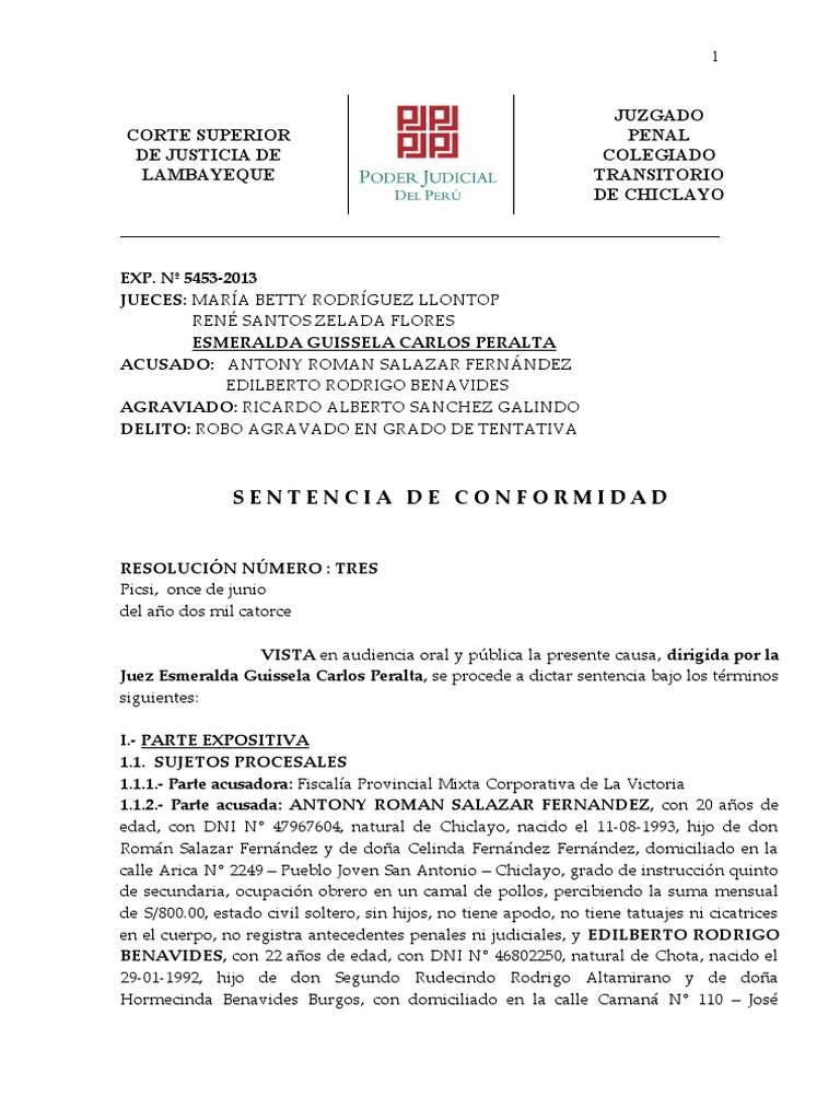 Sentencia | PDF | Robo | Derecho penal