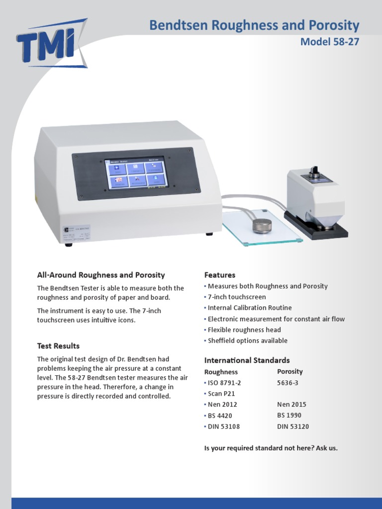 58 27 Bendtsen Roughness Tester Download Free PDF Calibration