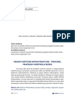 Članci, Rasprave, Analize, Prikazi: Objekti Kritične Infrastrukture - Procena, Praćenje I Kontrola Rizika