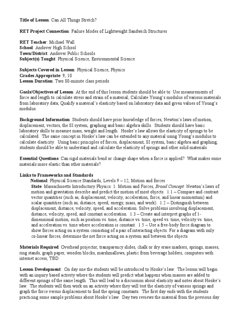 Hooks Law 2 Pdf Young S Modulus Elasticity Physics