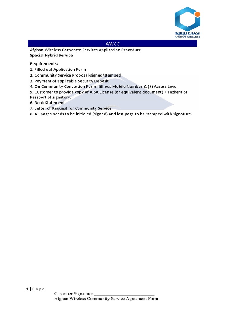 AWCC Community Service Agreement | PDF | Telecommunications | Service ...